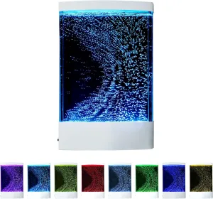 Modern Sensory Led Colorful Dancing Bubble Curved Wall Water Panel with Remote, 8 Color Light Water Bubbles Lamp Decor for Sensory Room, Classroom, Kids Room, Home