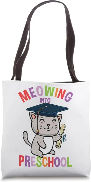 Moewing Into Preschool Cat Back To School Tote Bag