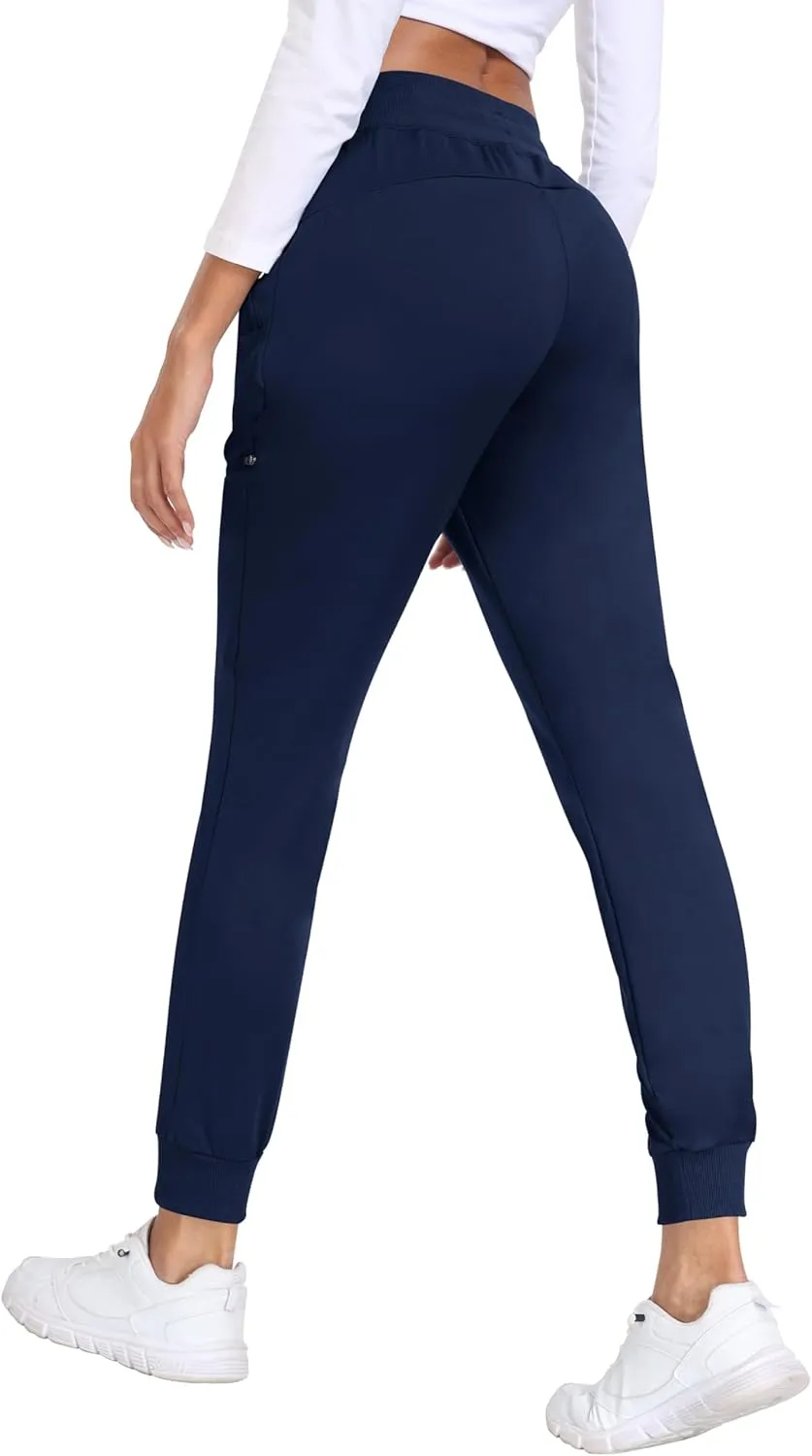 MoFiz Women's Fleece Lined Hiking Pants Water Resistant High Waisted Thermal Joggers Winter Running Sweatpants Zip Pockets