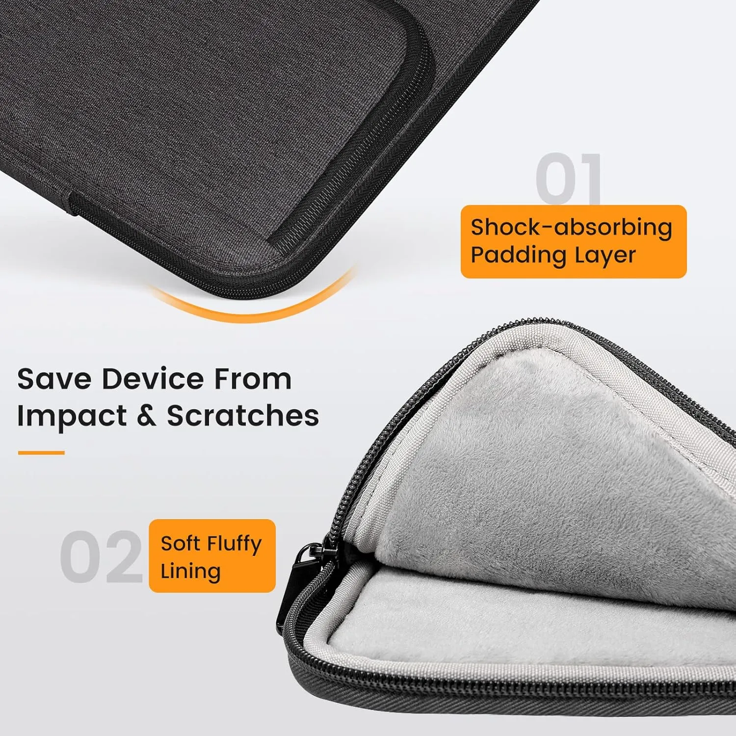 MoKo 12.9 Inch Laptop Sleeve Case Fits 13 Inch New iPad Pro M4 & Air M2 2024, iPad Pro 12.9 in, Galaxy Tab S8 /S9  12.4, Waterproof Polyester Bag with Double Pockets, Retractable Handle, Black & Gray