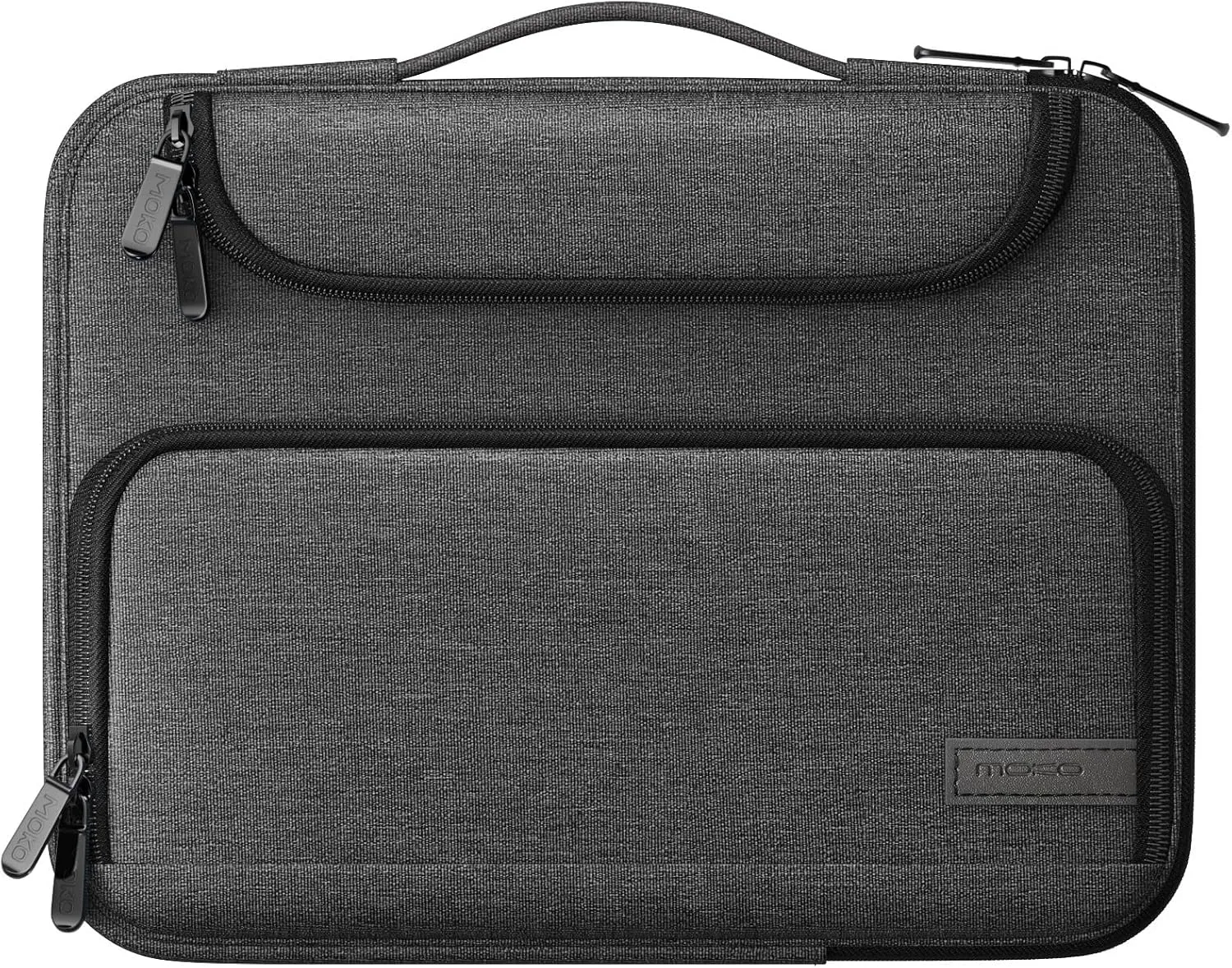 MoKo 12.9 Inch Laptop Sleeve Case Fits 13 Inch New iPad Pro M4 & Air M2 2024, iPad Pro 12.9 in, Galaxy Tab S8 /S9  12.4, Waterproof Polyester Bag with Double Pockets, Retractable Handle, Black & Gray