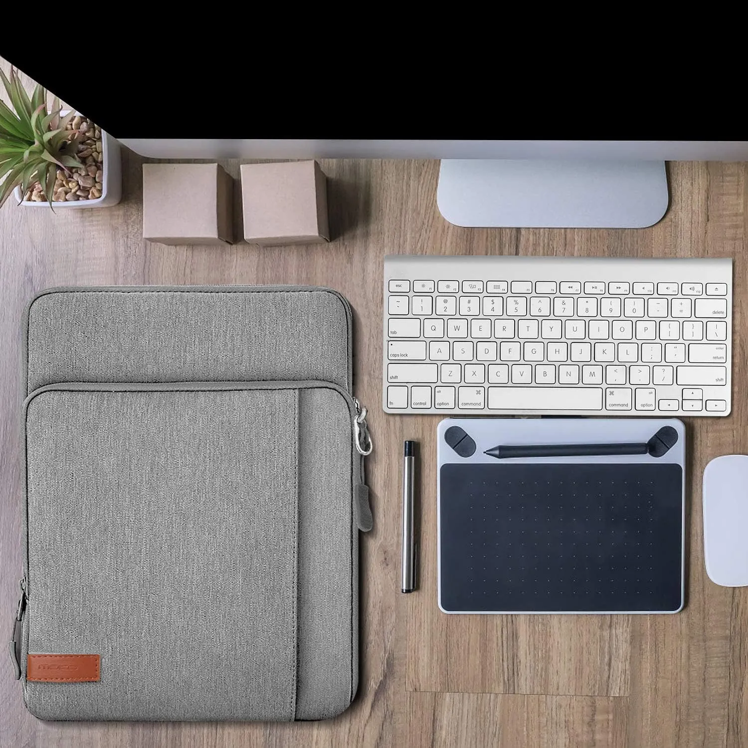 MoKo 12.9 Inch Tablet Sleeve Bag Carrying Case with Pockets Fits iPad Pro 12.9 M2 2022/2021/2020, Surface Laptop Go 12.4", Galaxy Tab S8 /S9  12.4" 2022/2023, Light Gray