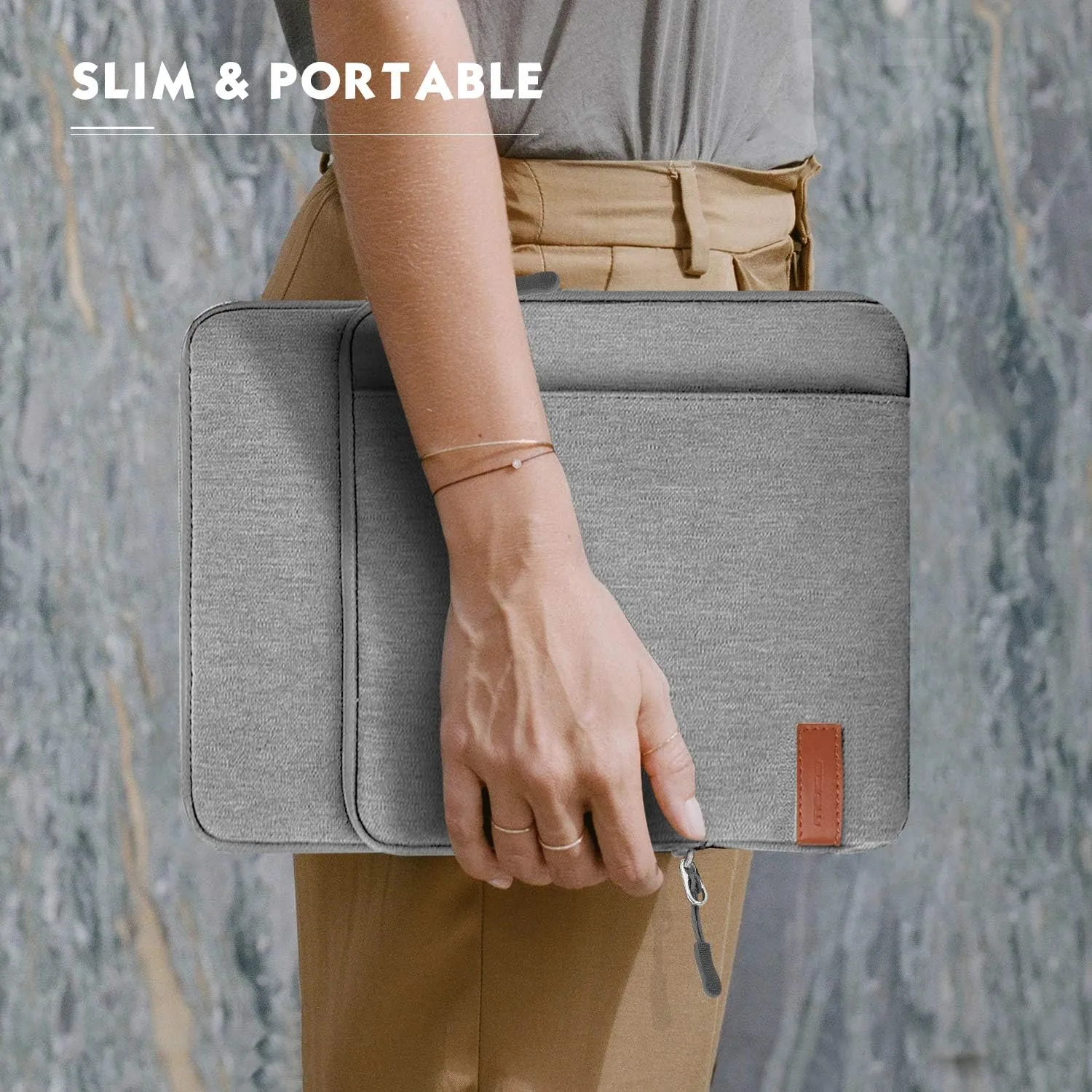 MoKo 12.9 Inch Tablet Sleeve Bag Carrying Case with Pockets Fits iPad Pro 12.9 M2 2022/2021/2020, Surface Laptop Go 12.4", Galaxy Tab S8 /S9  12.4" 2022/2023, Light Gray