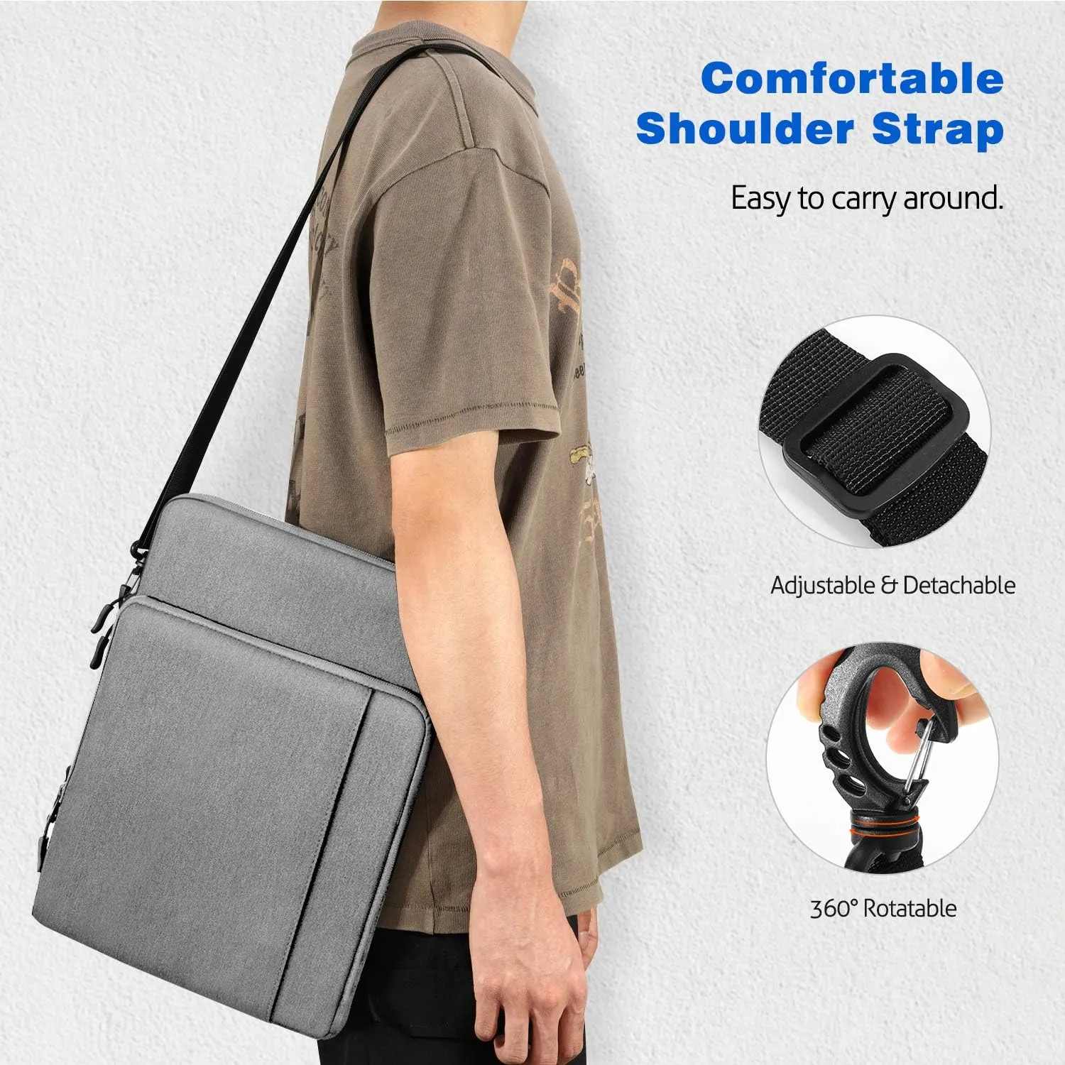 MoKo 12.9 Inch Tablet Sleeve Bag Carrying Case with Pockets Fits iPad Pro 12.9 M2 2022/2021/2020, Surface Laptop Go 12.4", Galaxy Tab S8 /S9  12.4" 2022/2023, Light Gray