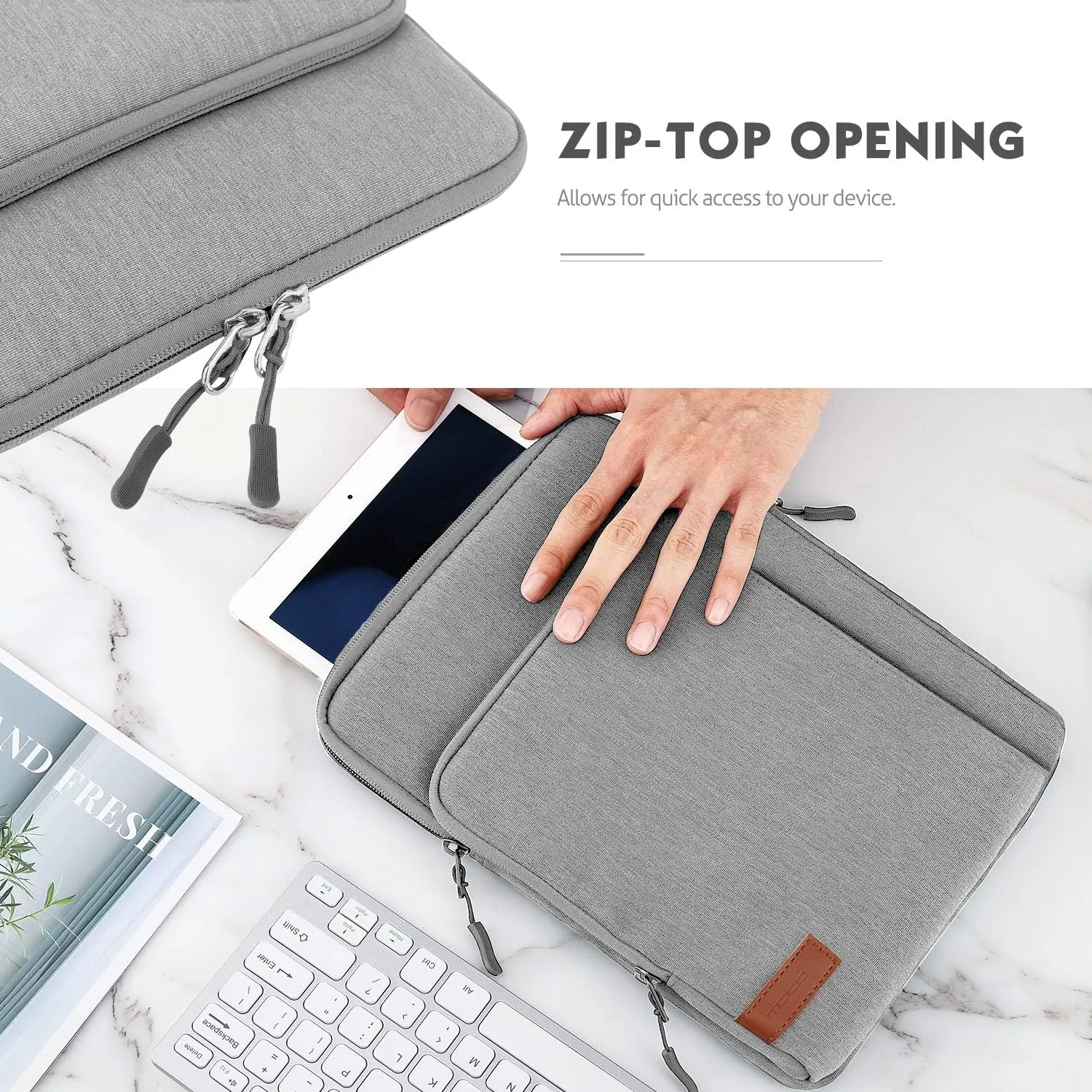 MoKo 12.9 Inch Tablet Sleeve Bag Carrying Case with Pockets Fits iPad Pro 12.9 M2 2022/2021/2020, Surface Laptop Go 12.4", Galaxy Tab S8 /S9  12.4" 2022/2023, Light Gray