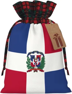 Mqtzyiwx Dominican Republic Christmas Drawstring Gift Bags,Gift Wrapping Bag Party Favors Bags Medium Santa Gift Bags For Xmas Holiday Party Favor Decor