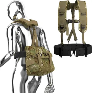 MT Military ALICE Yoke Shoulder Strap with Belt and Utility Army Butt Pack for Outdoor Backpack Multicam/Olive Drab