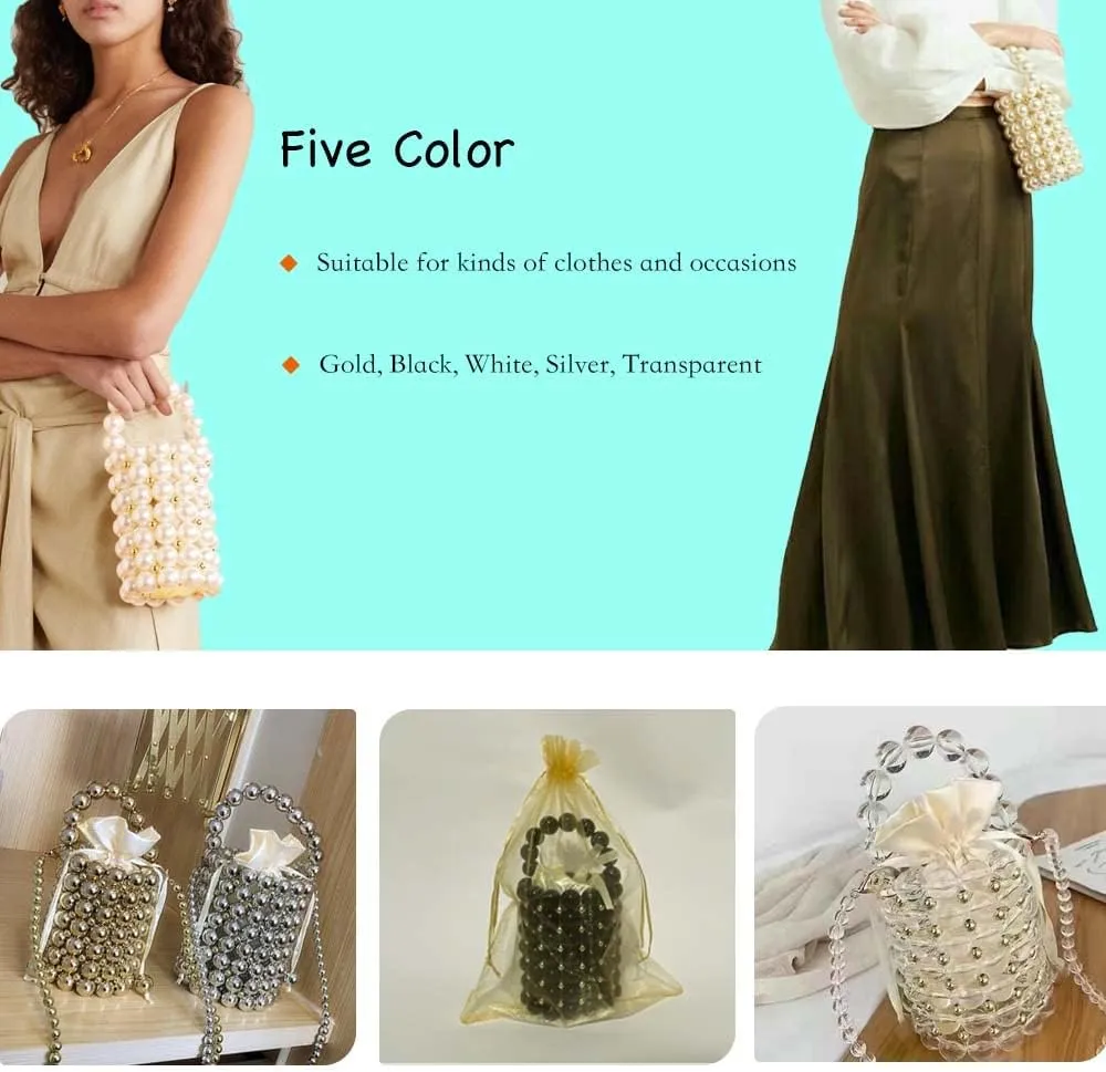 Multicolor Hand Beaded Handheld Crossbody Women's Evening Bag Bucket Bag