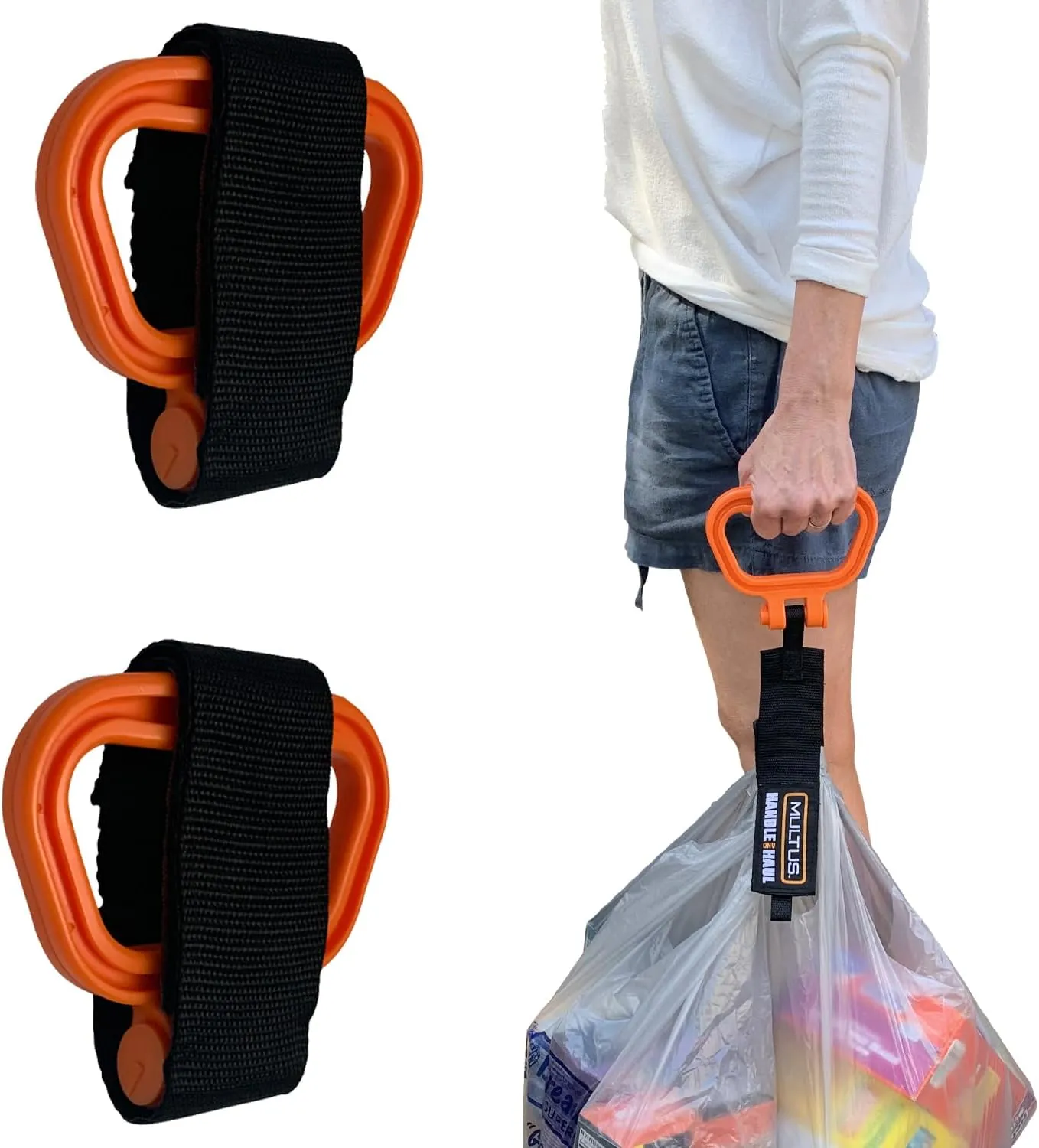 MULTUS Grocery Bag Carrier and Storage Strap for Home Shop Garage to Organize Electric Cords Tools Ropes Cable Strap Hoses Tote Groceries and Travel bags 17 Inch - 2 pack