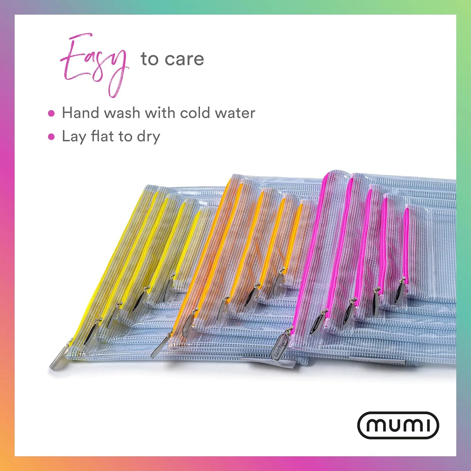 MUMI 5 Multi-Size Organizing Bags – Clear Zipper Pouches for Organizing, Storage & Travel with 10 Removable Labels – Reusable Waterproof Mesh Zipper Pouch Set, Plastic Zip Bags for Supplies (Black)