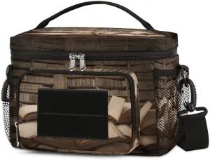 Museum Knowledge Study Bookshelf Books-Insulated Lunch Bag for Women,With Side Pockets And Shoulder Strap,Food Handbags Case High Capacity for Picnic Beach