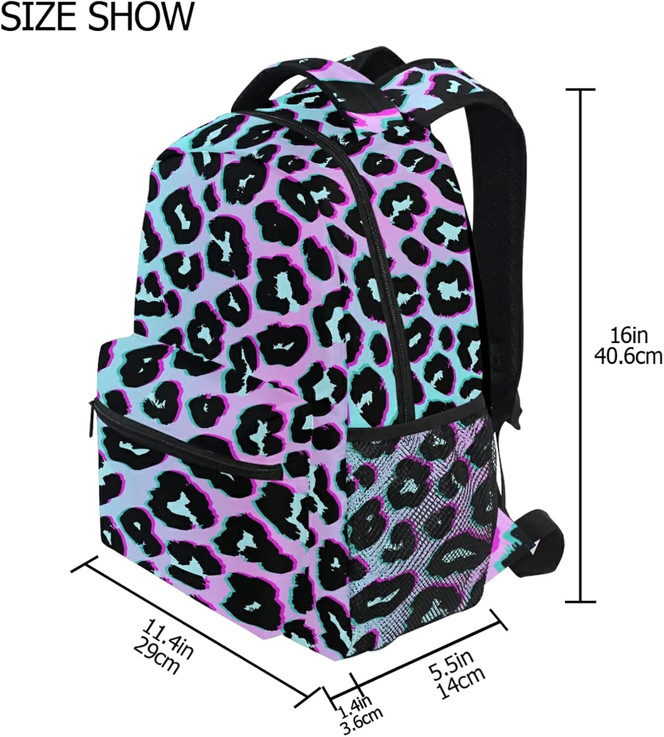 Name Personalized Bookbags Laptop Backpack for High School Women/Men Teens Customed Rainbow Leopard Print Cheetah Animal Student Travel College Casual Shoulder Daypack