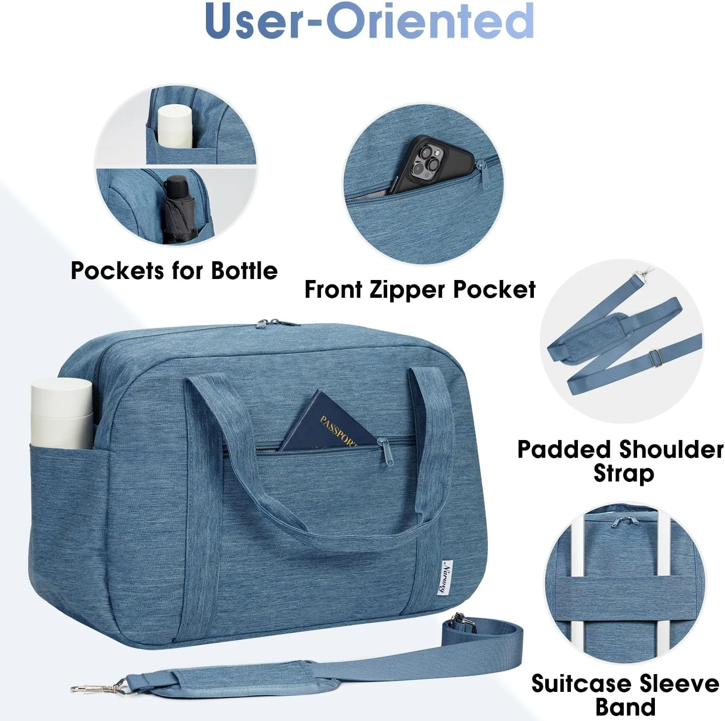 Narwey 18" Carry on Bag with Laptop Compartment 15.6 Inch Travel Duffel Bag for Spirit Airlines Personal Item Bag Overnight Weekender Bag with Wet Pocket for Women and Men (Navy Blue)