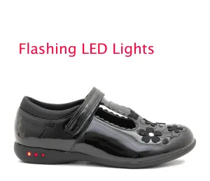 NATALIE Girls Kids Mary Janes LED Flashing Light Up School Shoes Touch Fasten Uniform Smart Loafer Pumps