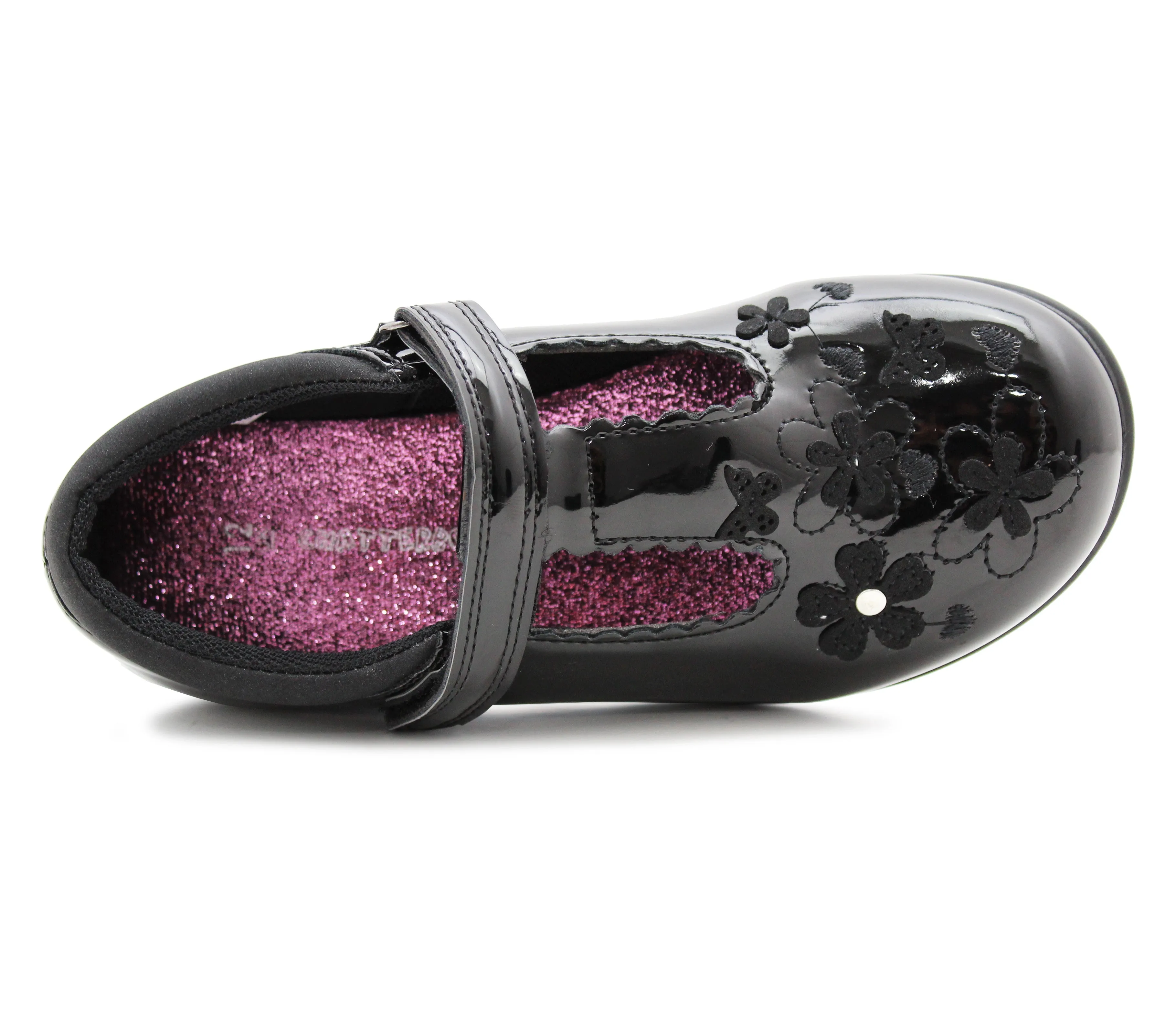 NATALIE Girls Kids Mary Janes LED Flashing Light Up School Shoes Touch Fasten Uniform Smart Loafer Pumps