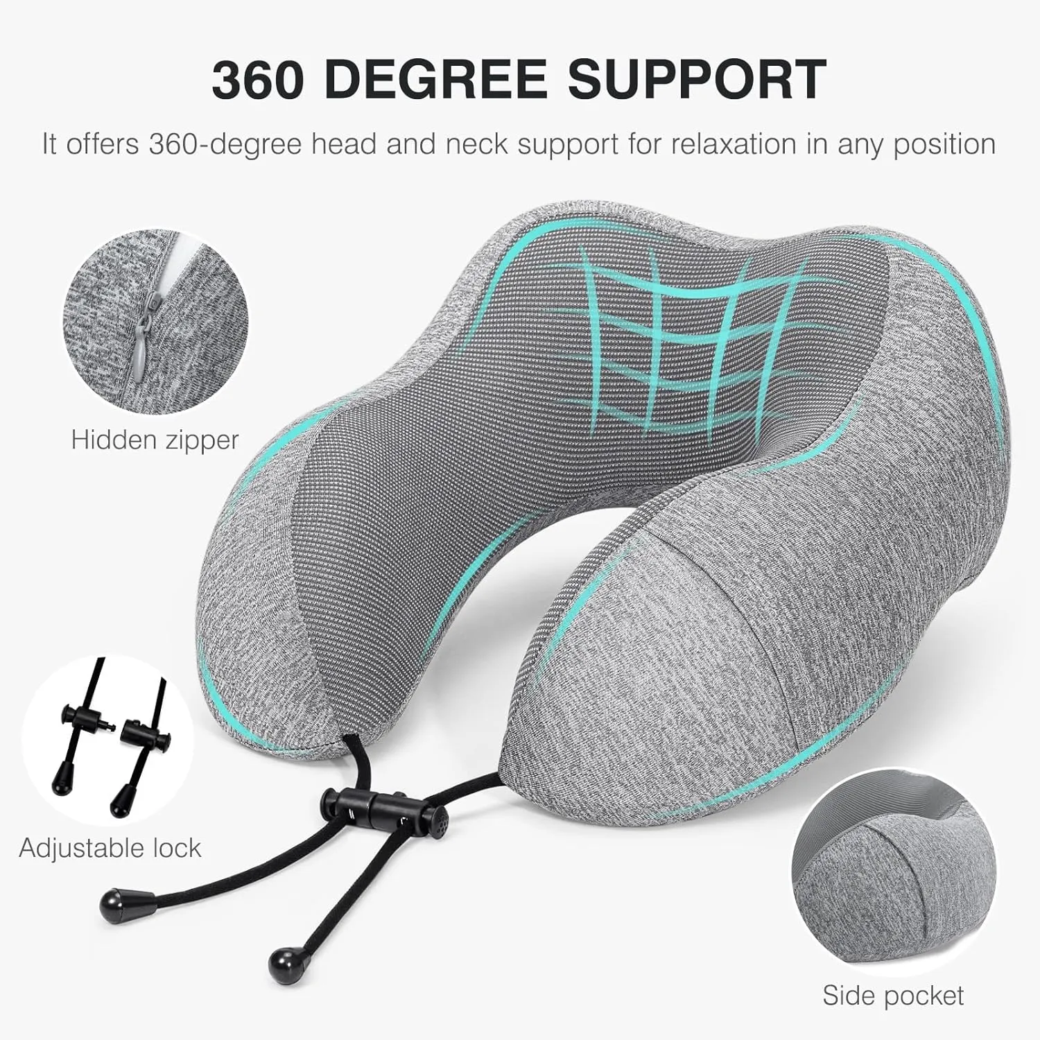 Neck Pillow and Blanket Set Travel Pillows Travel Essentials for Airplane Grey