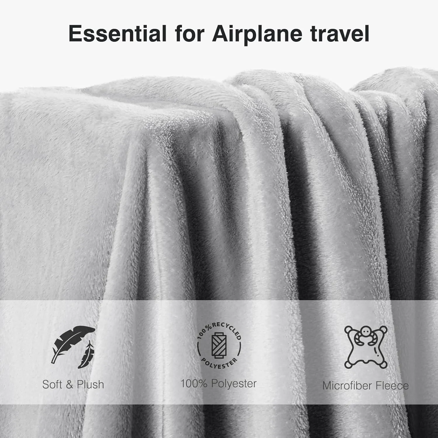 Neck Pillow and Blanket Set Travel Pillows Travel Essentials for Airplane Grey