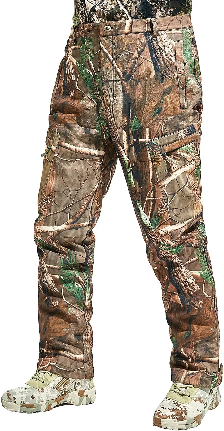 NEW VIEW Camo Hunting Pants for Men, Warm Fleece Lined, Quiet Water-Resistant Winter Clothes for Cold Weather