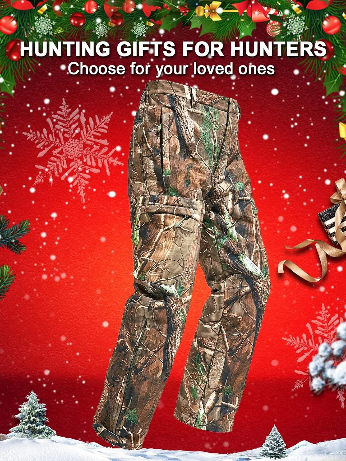 NEW VIEW Camo Hunting Pants for Men, Warm Fleece Lined, Quiet Water-Resistant Winter Clothes for Cold Weather