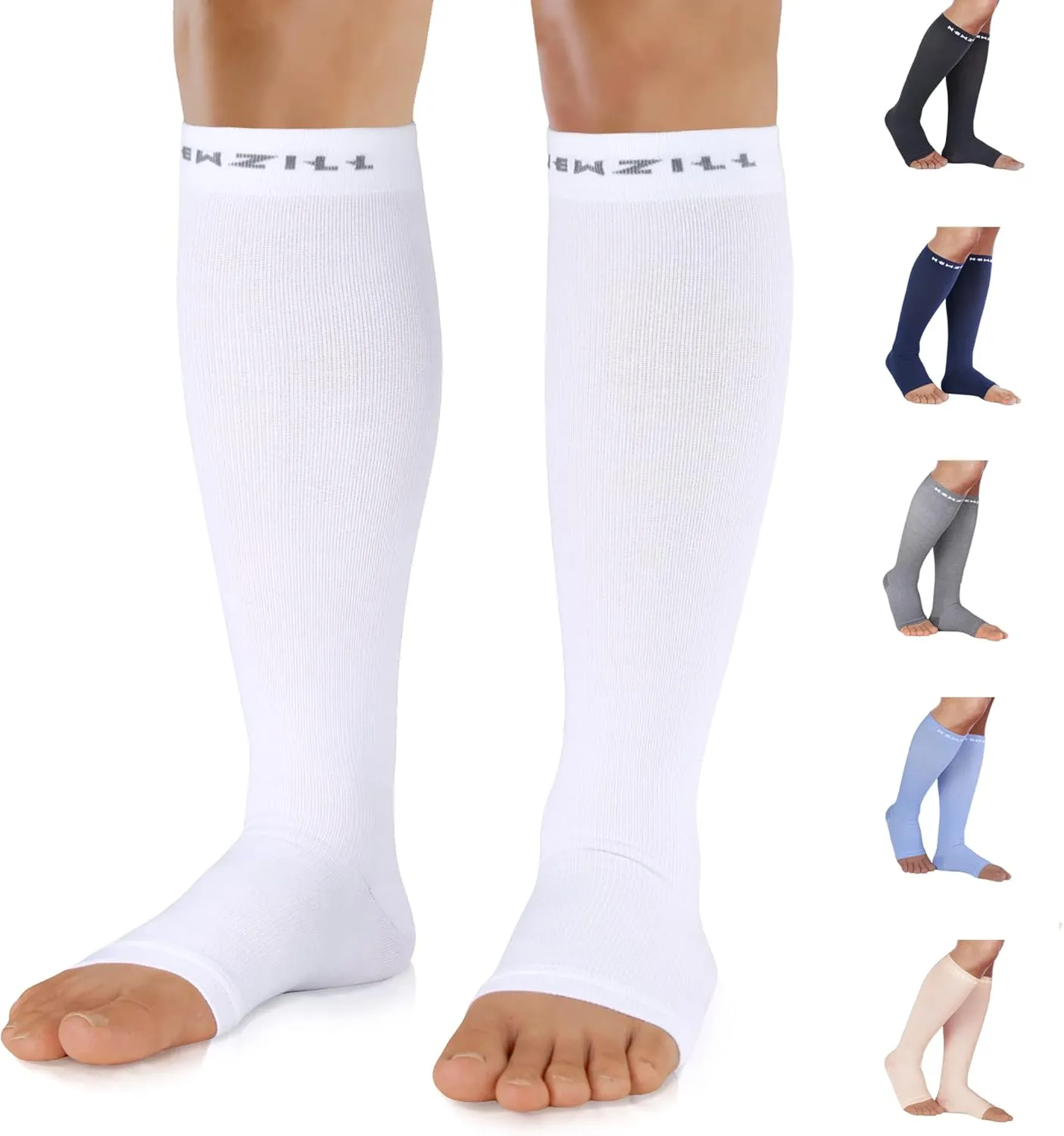 NEWZILL Compression Socks for Women & Men Circulation 20 mmHg, Graduated Open Toe, Cotton Compression Socks for Nurses