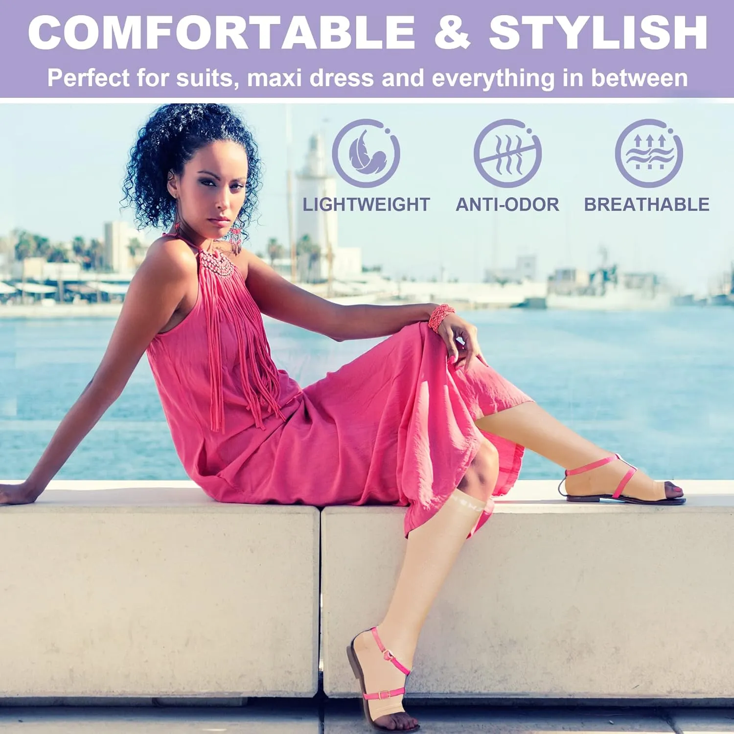 NEWZILL Compression Socks for Women & Men Circulation 20 mmHg, Graduated Open Toe, Cotton Compression Socks for Nurses