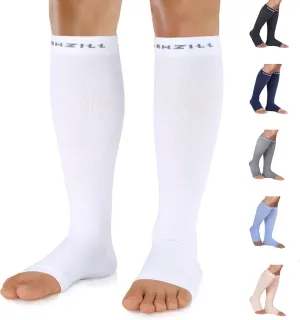NEWZILL Compression Socks for Women & Men Circulation 20 mmHg, Graduated Open Toe, Cotton Compression Socks for Nurses