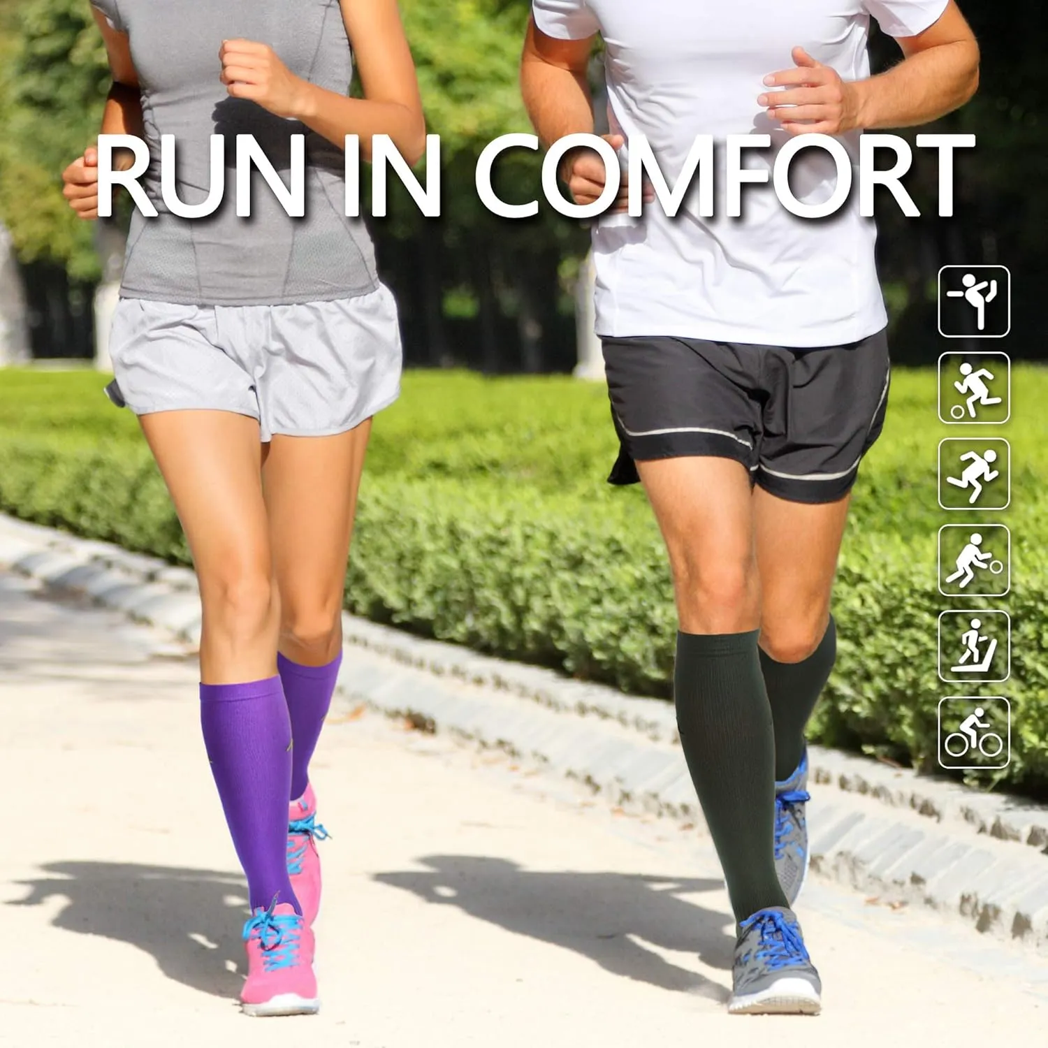 NEWZILL Medical Compression Socks for Women & Men Circulation 20-30 mmHg, Best for Running Athletic Hiking Travel Flight Nurses