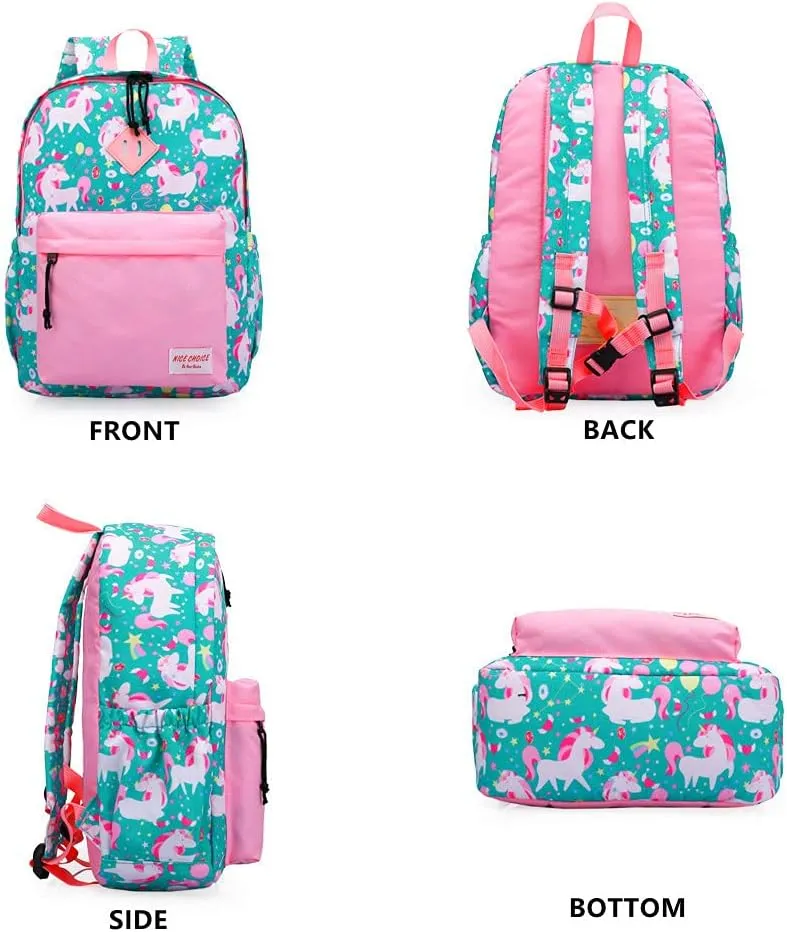 NICE CHOICE Preschool Backpack Kindergarten Elementary School Toddler Backpacks With Lunch Bag Pencil Case Set(Cute Unicorn Set)