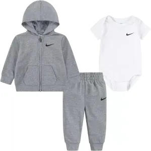 Nike Baby Boy Full Zip Hoodie, Bodysuit And Sweatpants 3 Piece Set (G(56L940-042)/W, Newborn)