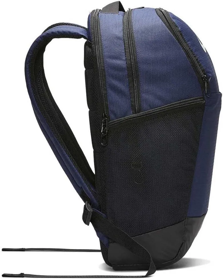 Nike Brasilia Medium Training Nike Backpack for Women and Men with Secure Storage & Water Resistant Coating, Midnight Navy/Black/White