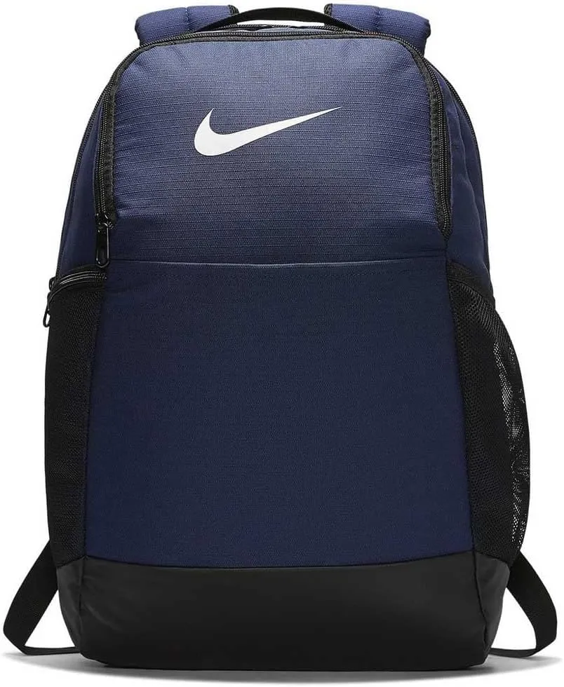 Nike Brasilia Medium Training Nike Backpack for Women and Men with Secure Storage & Water Resistant Coating, Midnight Navy/Black/White