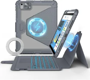 Nillkin for iPad 10th Generation Keyboard Magnetic Kickstand Magic Case with Wall Mount for iPad 11 A16 chip 10.9 inch 10th Detachable Backlit Keyboard,Trackpad (Light Grey)