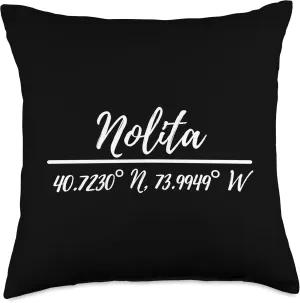 Nolita New York NY Neighborhood Latitude Longitude Throw Pillow