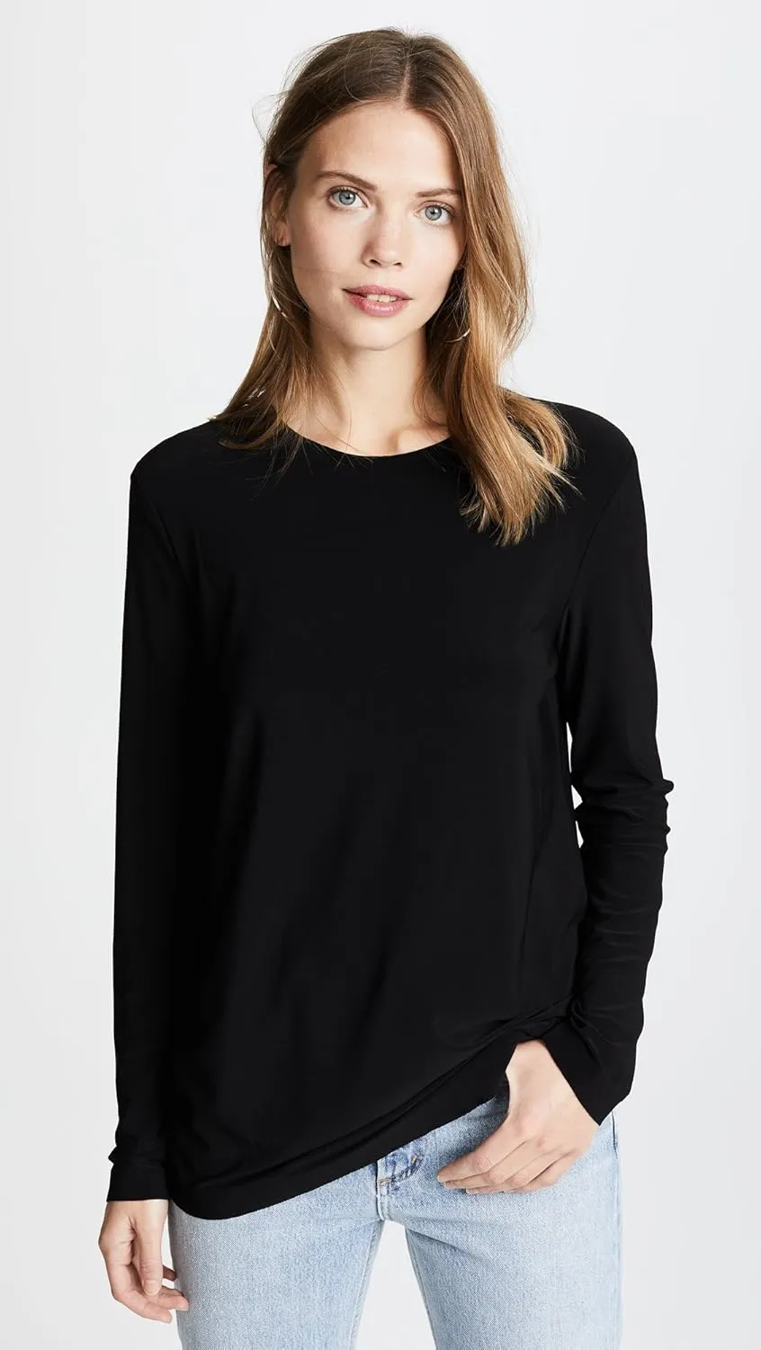 Norma Kamali Women's Long Sleeve Crew Top