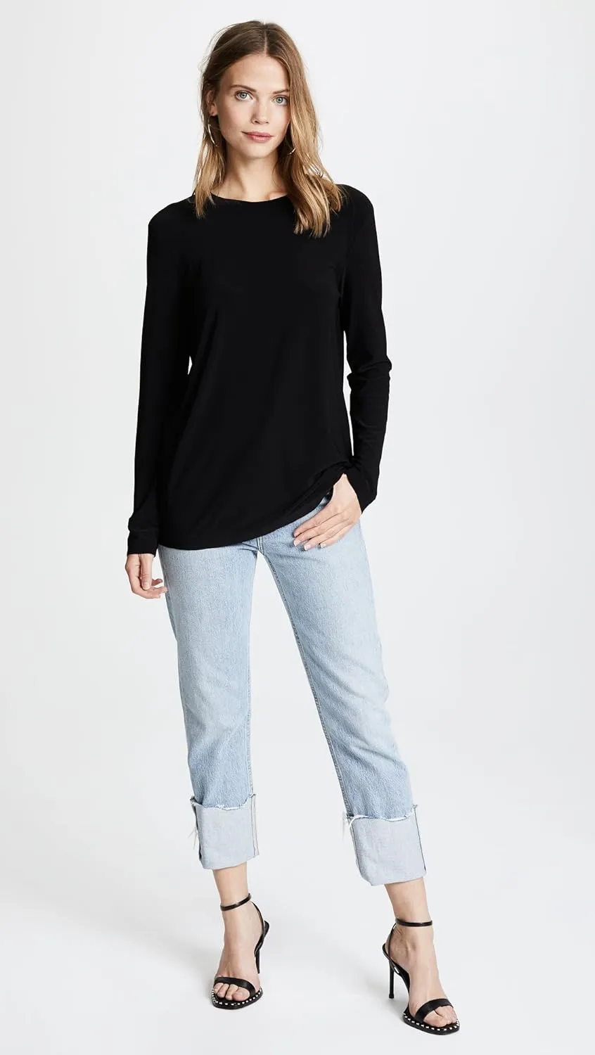 Norma Kamali Women's Long Sleeve Crew Top