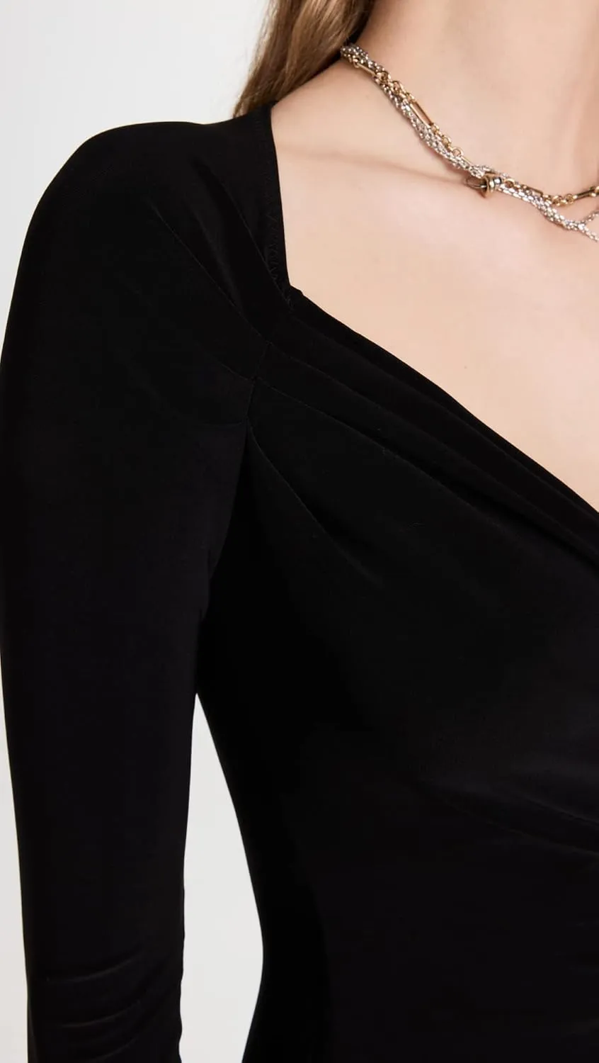 Norma Kamali Women's Long Sleeve Sweetheart Side Drape Gown