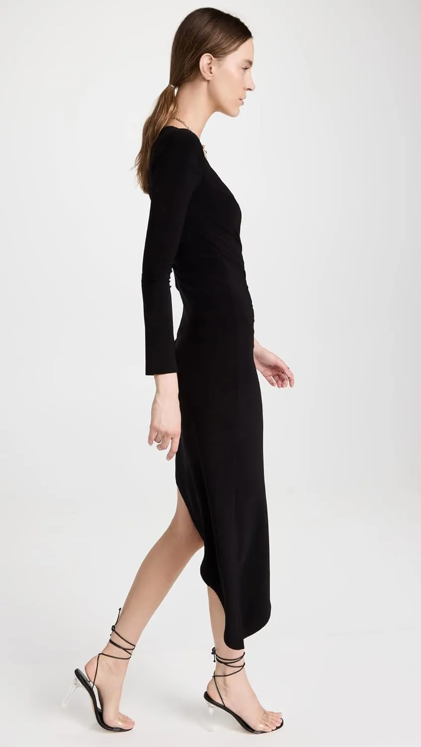 Norma Kamali Women's Long Sleeve Sweetheart Side Drape Gown