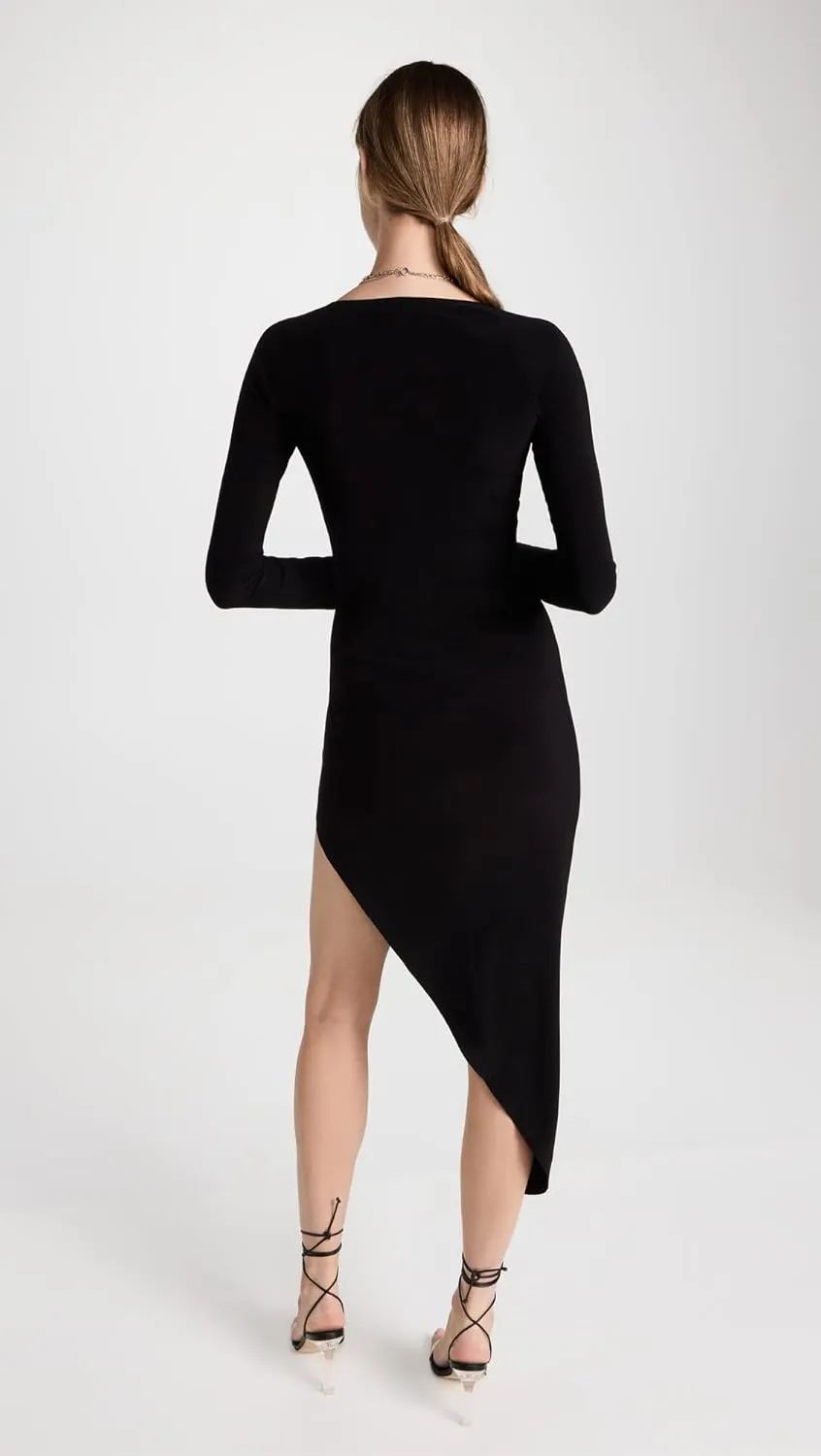 Norma Kamali Women's Long Sleeve Sweetheart Side Drape Gown
