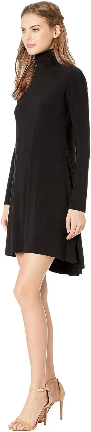 Norma Kamali Women's Long Sleeve Turtle Swing Dress