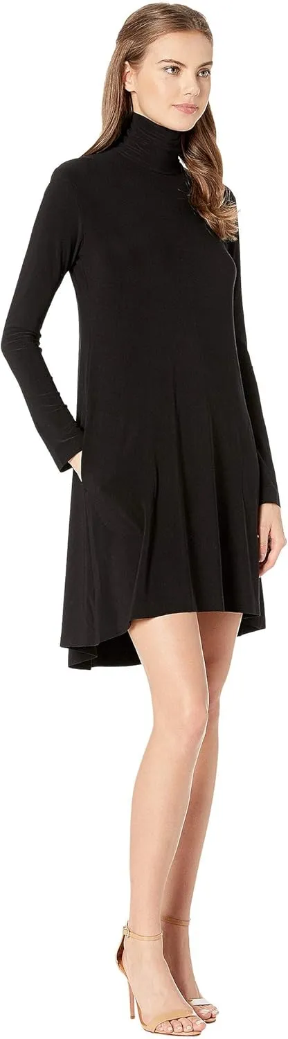 Norma Kamali Women's Long Sleeve Turtle Swing Dress
