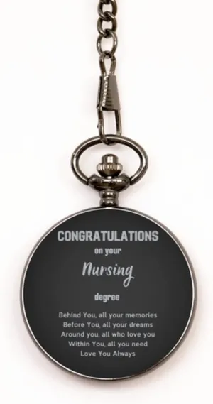 Nursing Graduated Pocket Watch Graduation Gift - Congratulations on Nursing Degree Graduated,Graduation Gift Birthday