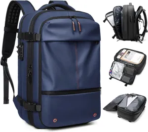 NUXMAW Vacpack Backpack, 60L Expandable Air Vacuum Backpack for Travel with Pump for Compression, Waterproof and Anti-Theft Laptop Backpack for Hiking, Business (Blue, No Air Pump)