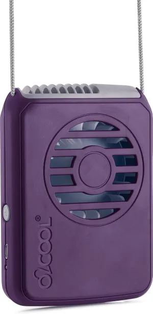 O2COOL Portable Neck Personal Travel USB Battery Powered Adjustable Lanyard Cooling Fan, (Purple)