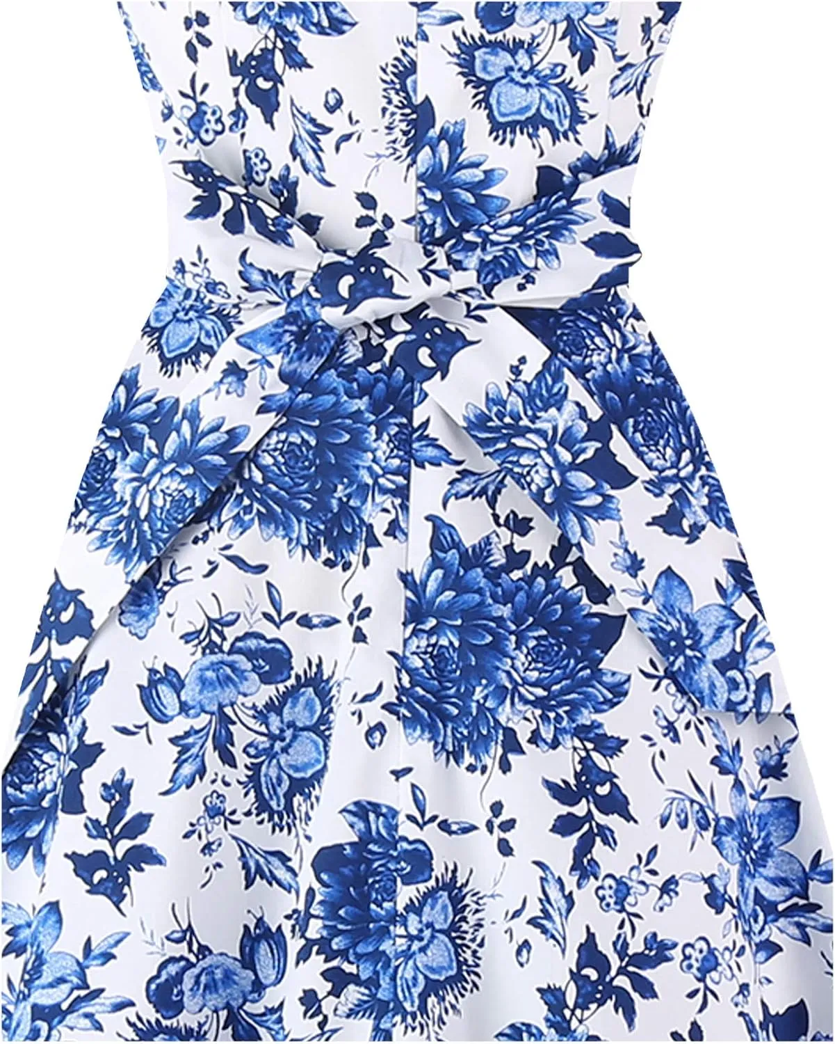 OBBUE Women's Square Neck Dress Vintage 1950s Cocktail Party Dress with Puff Sleeves