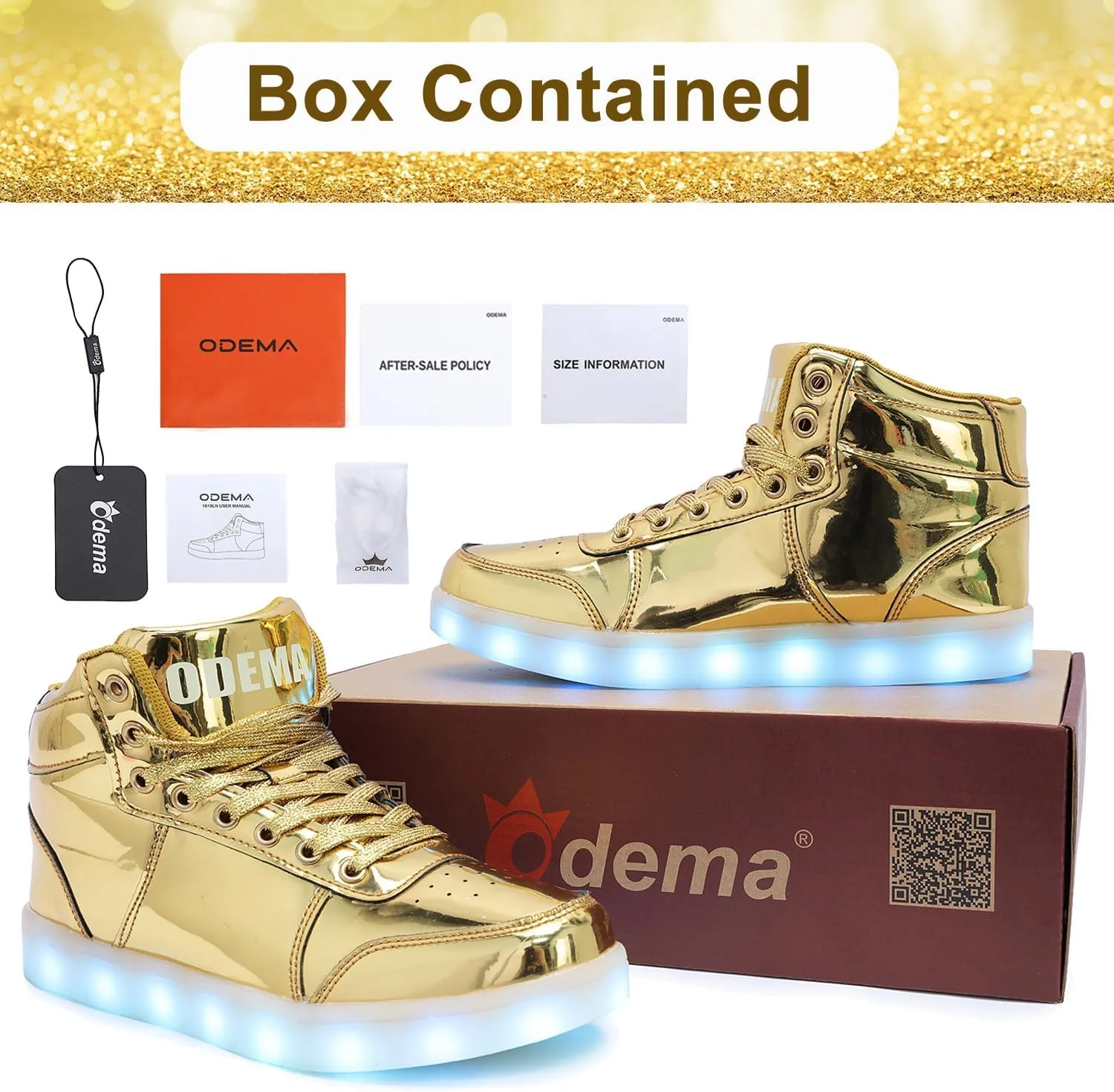 Odema V3 Aurora Unisex High Top Light Up Shoes, Sneakers with Lights for Men，Women, Led Light Shoes,USB Charging Glowing Shoes for Teens