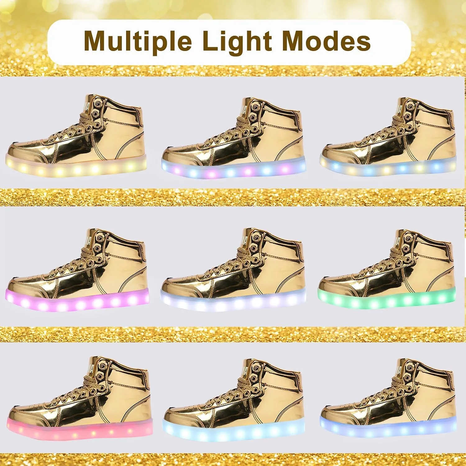 Odema V3 Aurora Unisex High Top Light Up Shoes, Sneakers with Lights for Men，Women, Led Light Shoes,USB Charging Glowing Shoes for Teens