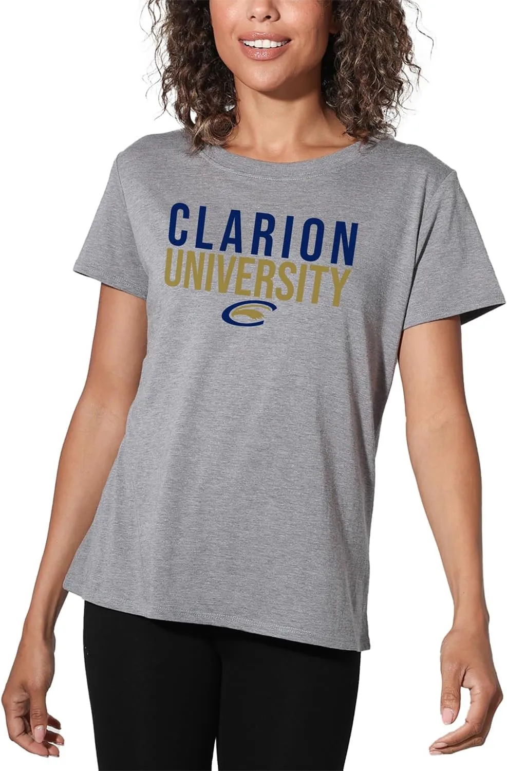 Official Collegiate Distressed Stacked Logo Women's Apparel Loose T-Shirt Collection, Athletic Heather