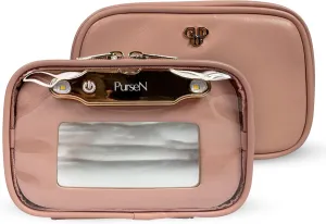 OFT 2024 LITTMINI Lighted Mirror Case - Small Makeup Bag with Detachable Mirror & Multiple Pouches for Organization - Vegan Leather, Mini Makeup Bag Ideal for Travel & Everyday Essentials (Rose Pink)