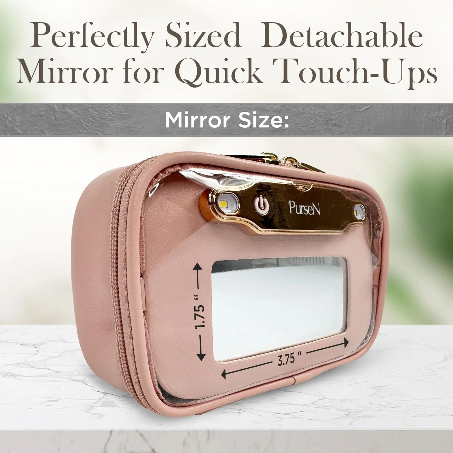 OFT 2024 LITTMINI Lighted Mirror Case - Small Makeup Bag with Detachable Mirror & Multiple Pouches for Organization - Vegan Leather, Mini Makeup Bag Ideal for Travel & Everyday Essentials (Rose Pink)