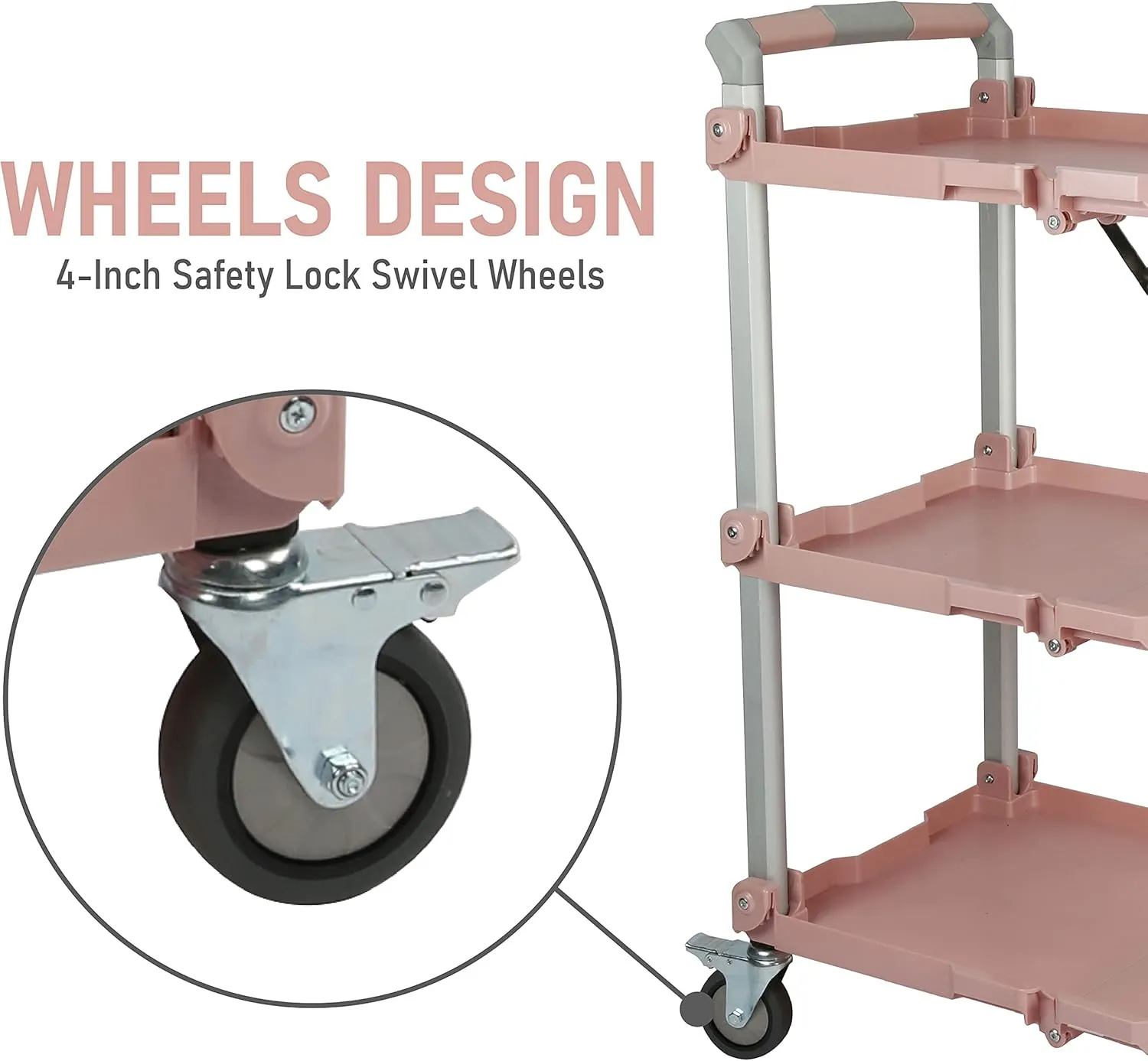 Olympia Tools 89-354 Pack N Roll Collapsible Service Cart, XL, 300LB Capacity, Rose